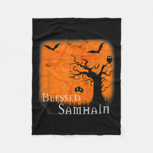 Blessed Samhain Wiccan Celtic Pagan Halloween Witc Fleece Blanket