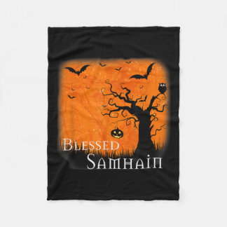 Blessed Samhain Wiccan Celtic Pagan Halloween Witc Fleece Blanket
