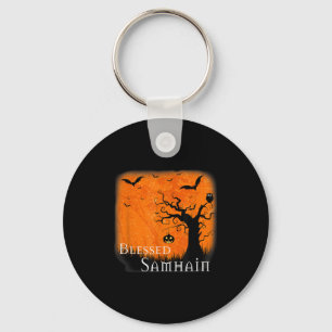 Blessed Samhain Wiccan Celtic Pagan Halloween Witc Keychain