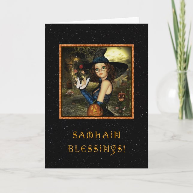 Blessed Samhain - Witch Stars Card (Front)