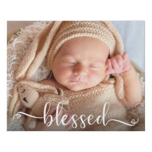 Blessed Script Baby Photo Faux Canvas Print