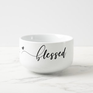 Blessed Script Black White Name Soup Mug