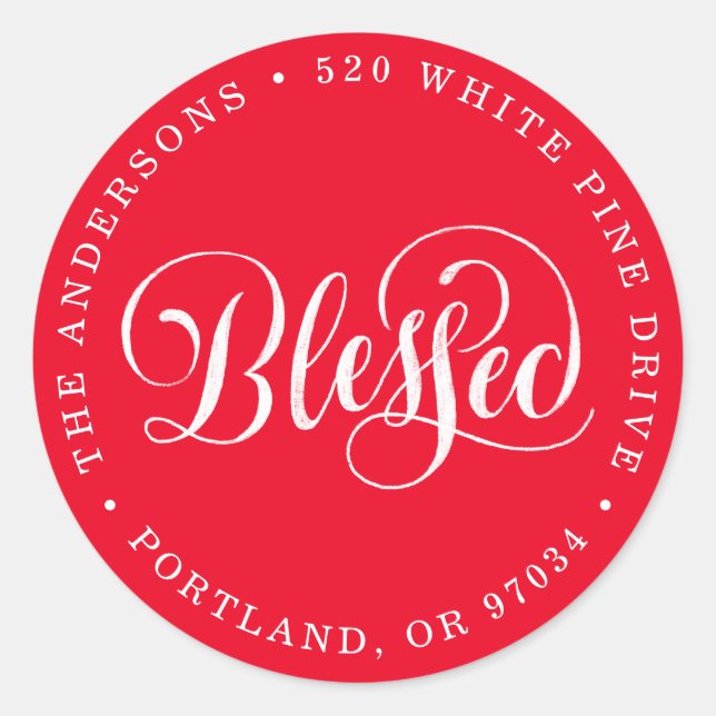 Blessed Script | Holiday Return Address Labels (Front)