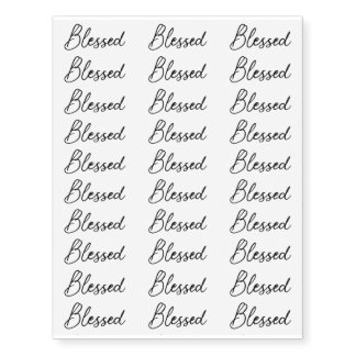 Blessed Script Minimalist Inspirational sheet Temporary Tattoos