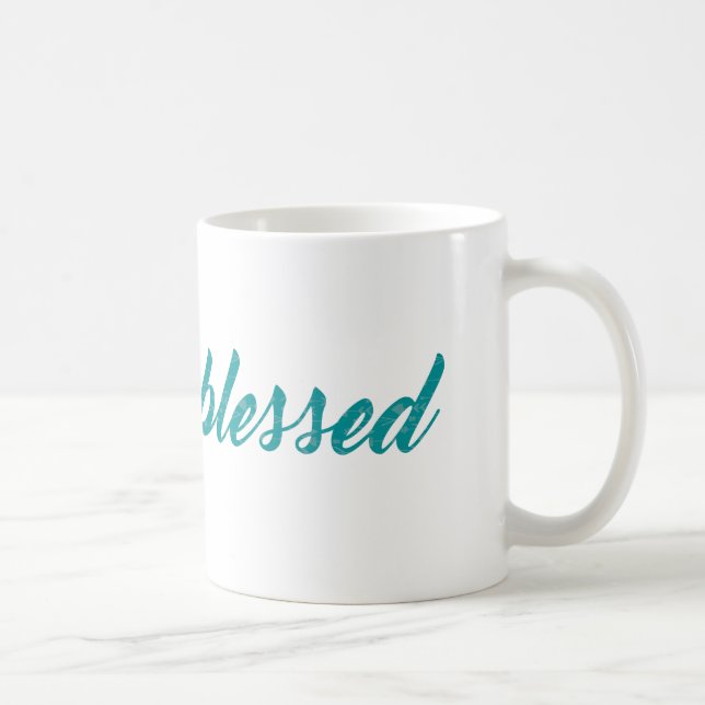 Blessed Script Teal Arrow Pattern Coffee Mug (Right)