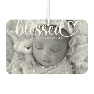 Blessed Script Typography Custom Family Photos Air Freshener