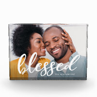 Blessed Script with Name Photo Block