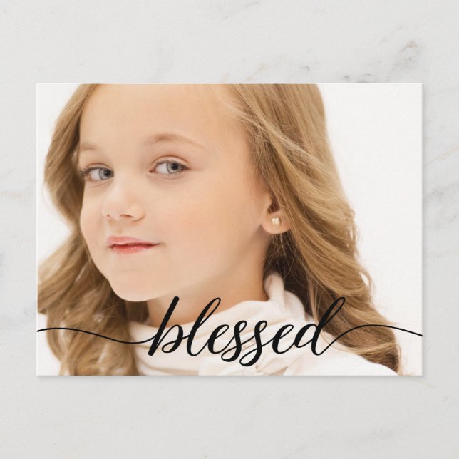 Blessed Scrpt 1st Holy Communion Photo Thank you Postcard (Front)