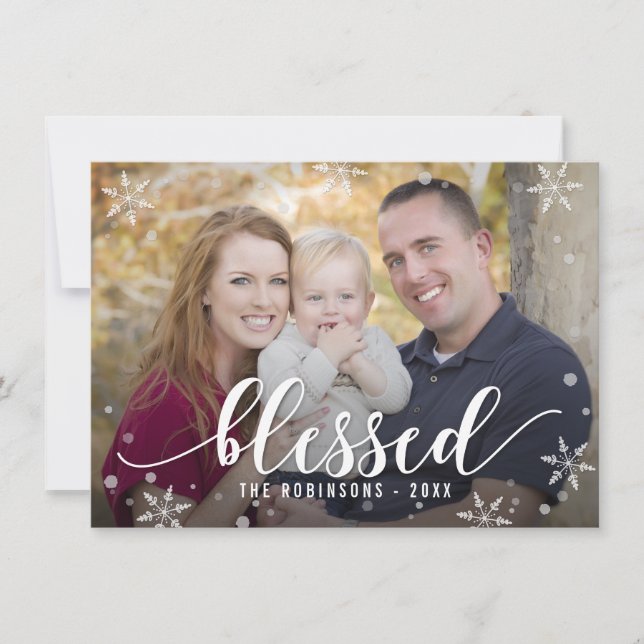 Blessed Season Holiday Photo Card Editable Color (Front)
