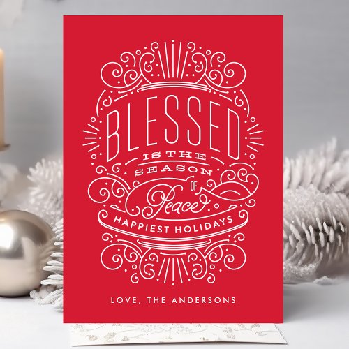 Blessed Season Lettering Holiday Christmas Card