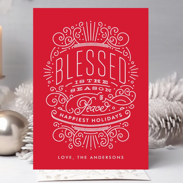 Blessed Season Lettering Holiday Christmas Card (Creator Uploaded)