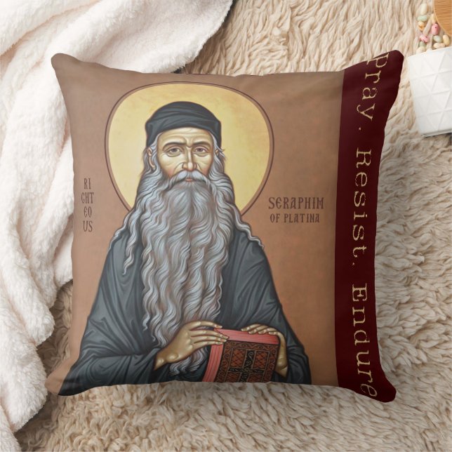Blessed Seraphim Rose Orthodox Righteous Design Throw Pillow (Blanket)