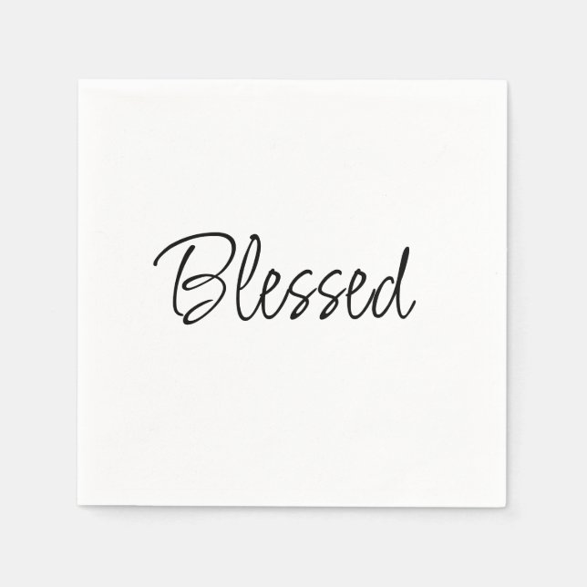 Blessed simple handwritten script thanksgiving napkins (Front)