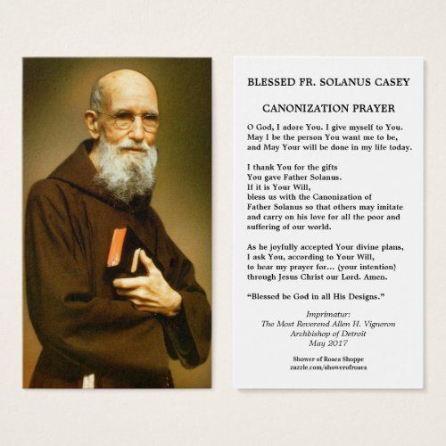 Blessed Solanus Casey Catholic Religious Holy Card