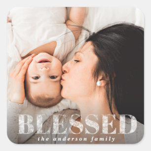 Blessed stars holiday photograph square sticker