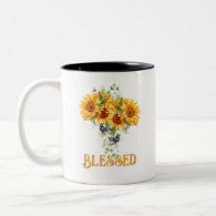 Blessed Sunflower Bees and Bows Double Sided Two-Tone Coffee Mug