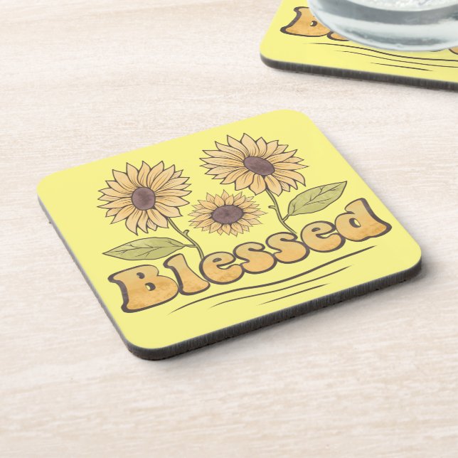 Blessed Sunflowers  Beverage Coaster (Left Side)