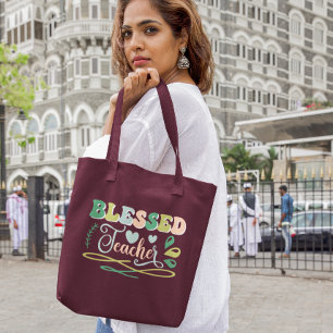 Blessed Teacher Back to School Design Tote Bag