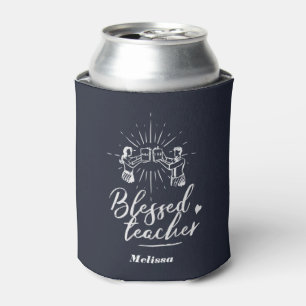 Blessed Teacher Typography School Principal Can Cooler