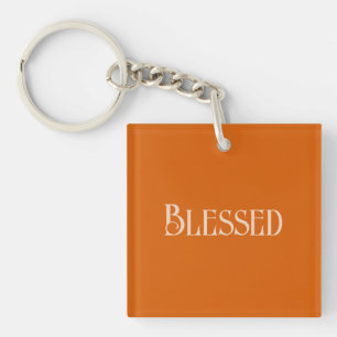 "Blessed" & "thankful" Custom Typography on Bamboo Keychain