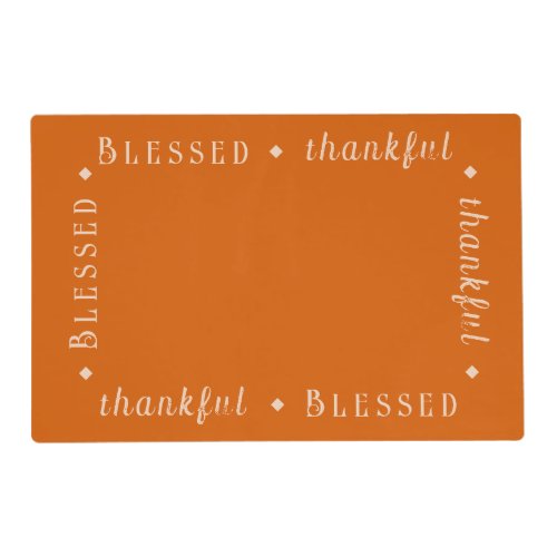 Blessed  thankful Custom Typography on Bamboo Placemat