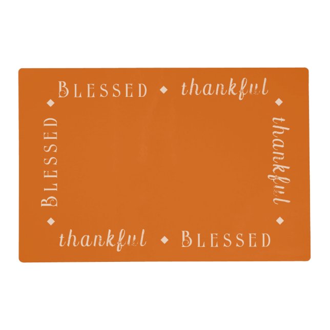 "Blessed" & "thankful" Custom Typography on Bamboo Placemat (Front)