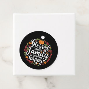 Blessed Thankful Family Thanksgiving Dinner Favor Tags