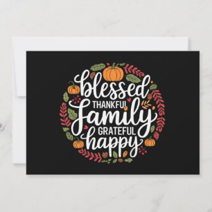 Blessed Thankful Family Thanksgiving Dinner Holiday Card