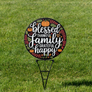 Blessed Thankful Family Thanksgiving Dinner Sign