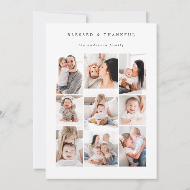 Blessed & Thankful multi photo holiday card (Front)