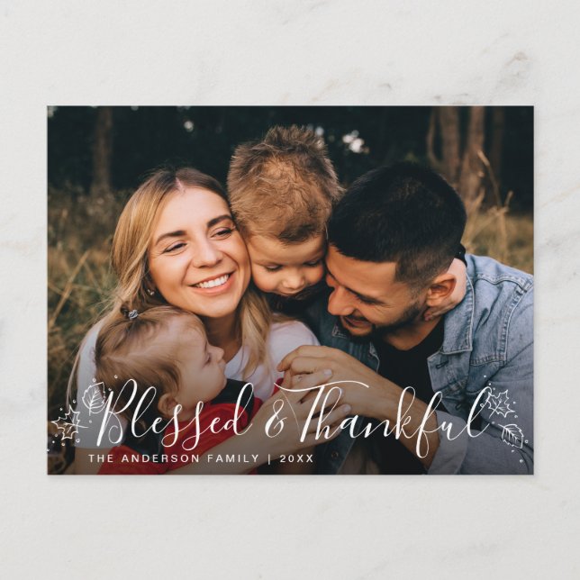 BLESSED & THANKFUL | Photo Thanksgiving Postcard (Front)