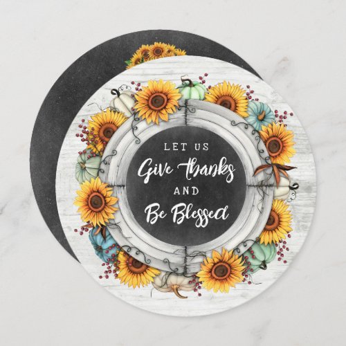 Blessed Thanksgiving Fall Sunflowers Family Dinner Invitation