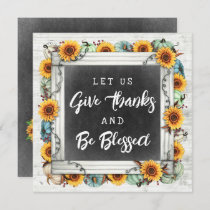 Blessed Thanksgiving Fall Sunflowers Family Dinner Invitation