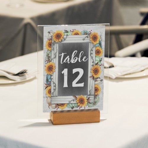 Blessed Thanksgiving Fall Sunflowers Family Dinner Table Number