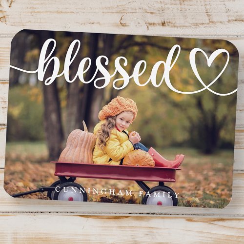 Blessed Thanksgiving Simple Family Photo Magnet