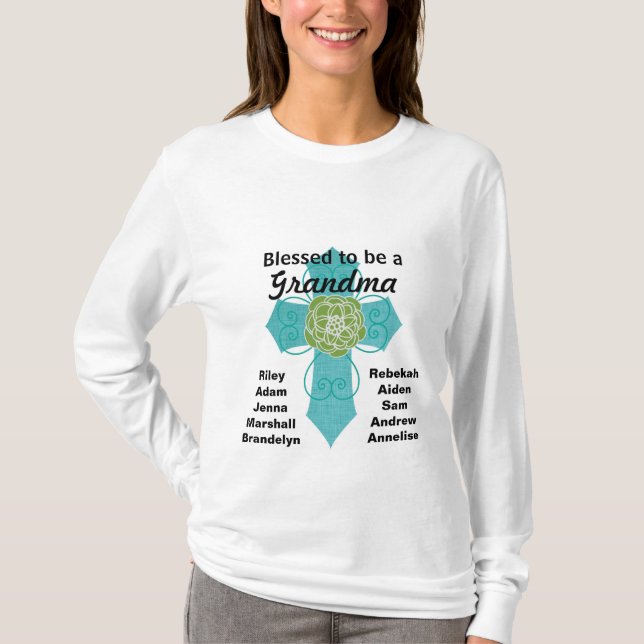 Blessed to be a Grandma Teal Cross Shirt (Front)