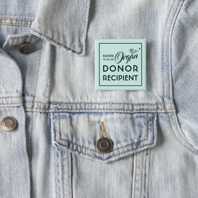 Blessed To Be An Organ Donor Recipient Pastel Blue Button (In Situ)