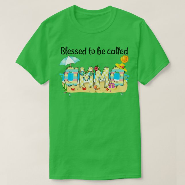 Blessed To Be Called Amma Summer Beach Happy Mothe T-Shirt (Design Front)