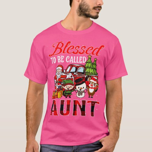 Blessed To Be Called Aunt Christmas Buffalo Plaid  T_Shirt