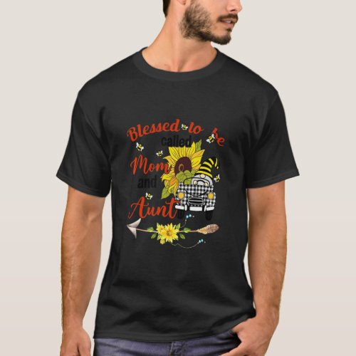 Blessed To Be Called Aunt Gnome Sunflower Mothers T_Shirt