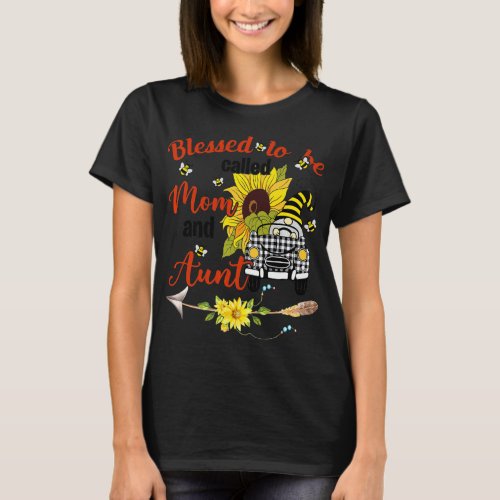 Blessed To Be Called Aunt Gnome Sunflower Mothers T_Shirt