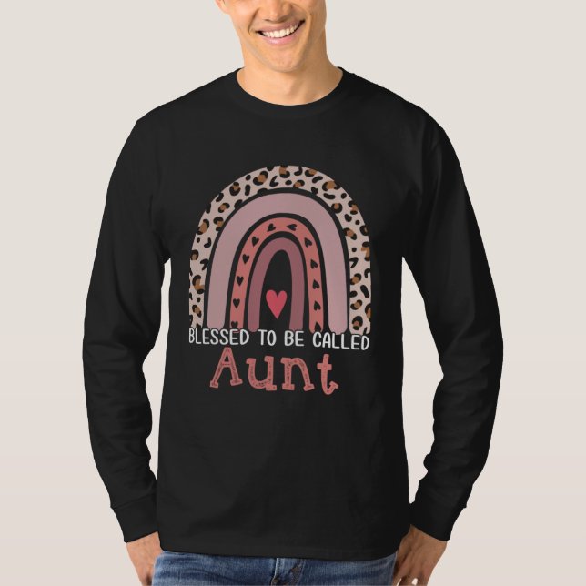 Blessed To Be Called Aunt Rainbow Leopard Print Mo T-Shirt (Front)