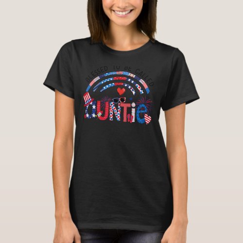 Blessed To Be Called Auntie 4th Of July Usa Flag P T_Shirt
