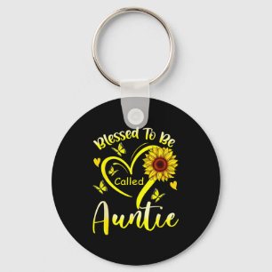 Blessed to be called auntie sunflower floral keychain