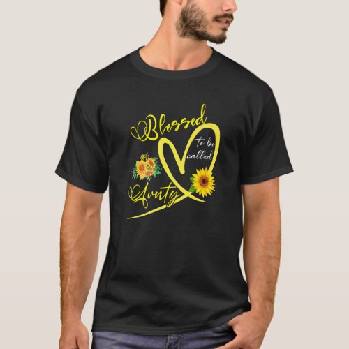 Blessed To Be Called Aunty Sunflower Heart Mothers T_Shirt