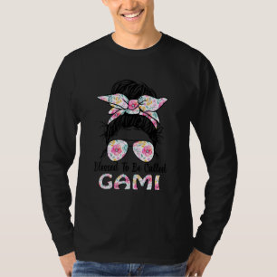 Blessed to be called Gami Messy Bun Floral Mother' T-Shirt