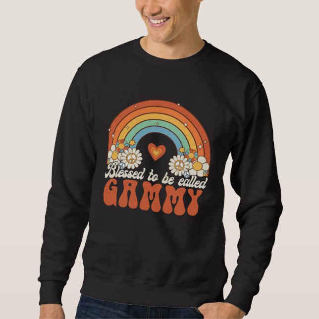 Blessed To Be Called Gammy Groovy Rainbow Mothers  Sweatshirt (Front)