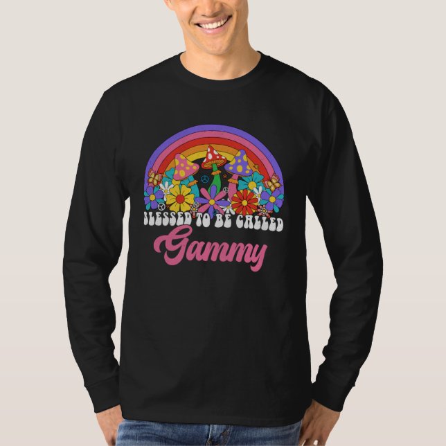 Blessed To Be Called Gammy Rainbow Groovy Hippie F T-Shirt (Front)