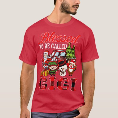 Blessed To Be Called Gigi Christmas Buffalo Plaid  T_Shirt