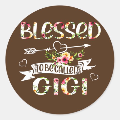 Blessed to be called Gigi Floral Funny Grandma Classic Round Sticker
